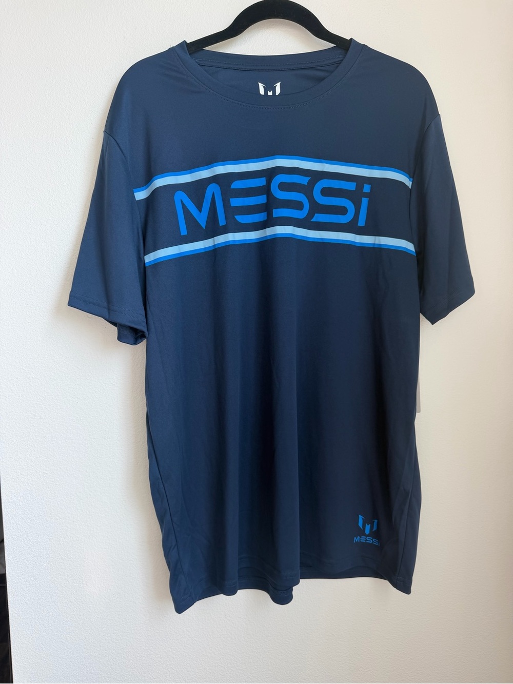 Men's Messi Logo Athletic Shirt in Navy Blue